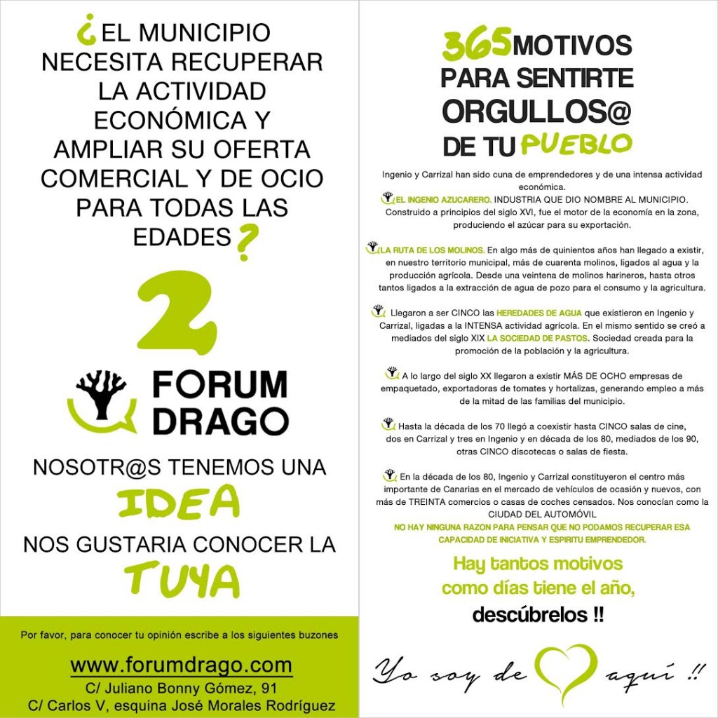 ¿El municipio necesita recuperar la actividad económica y ampliar su oferta comercial y de ocio para todas las edades? Forum Drago. 365 motivos. Economía