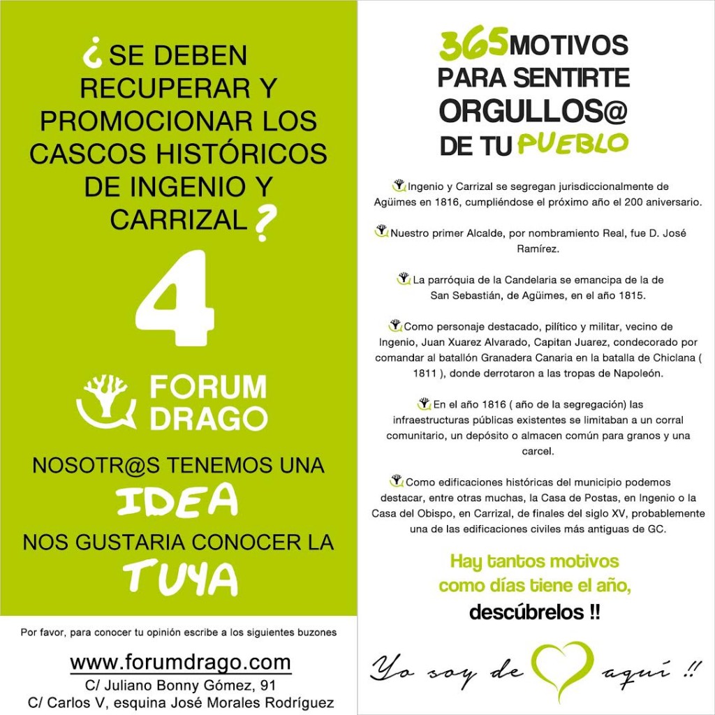 ¿Se deben recuperar y promocionar los cascos históricos de Ingenio y Carrizal? Forum Drago. 365 motivos. Historia